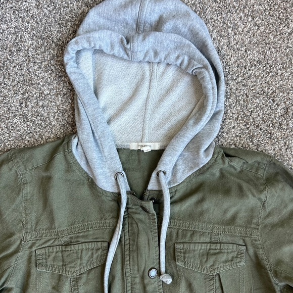 Maurice's Army Green Utility Jacket with Gray Jersey Hood, Size Small - Picture 2 of 10